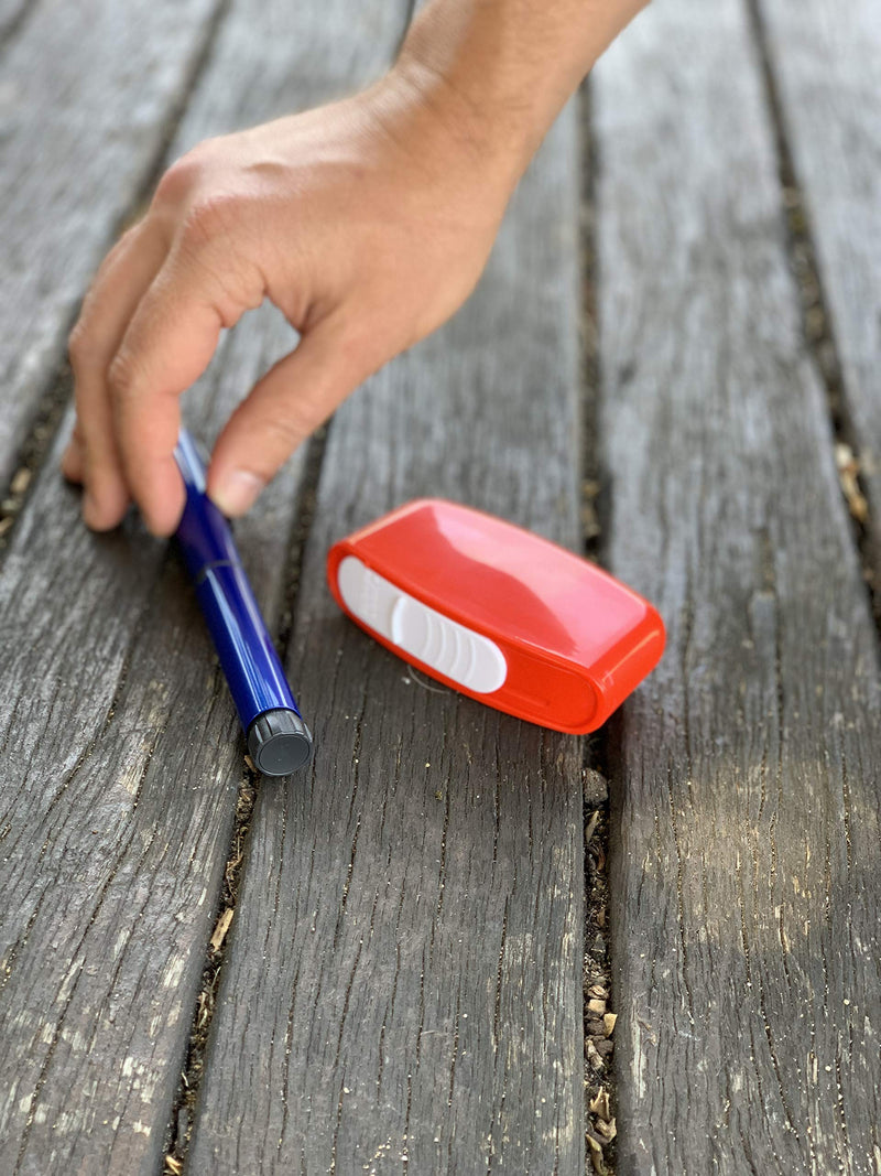 [Australia] - Red Glucology™ Travel Sharps Disposal Container | Specially Designed for Diabetic Needles and Test Strips | Compact Size for Travel and Daily Personal Use | Bio-Hazard Lock | 3 Pack 