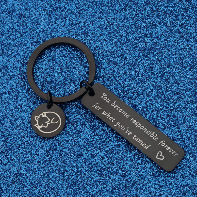 [Australia] - WUSUANED The Little Prince and Fox Keychain Jewelry You Become Responsible Forever for What You've Tamed Little Prince's Fox keychain black 