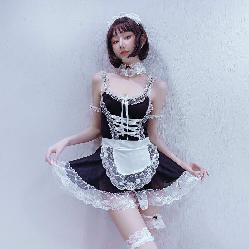 [Australia] - Iunong, Maid Dresses Sissy Maid Dress Cosplay Sweet Classic Lolita Apron Maid Dress with Socks 