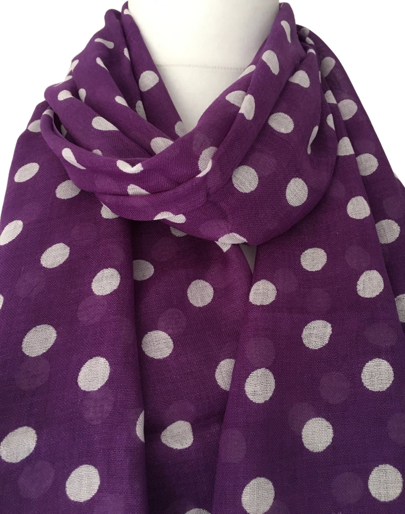 [Australia] - Purple Possum® Polka Dot Scarf Spotted Wrap Ladies Cotton Blend Spotty Fair Trade Shawl 