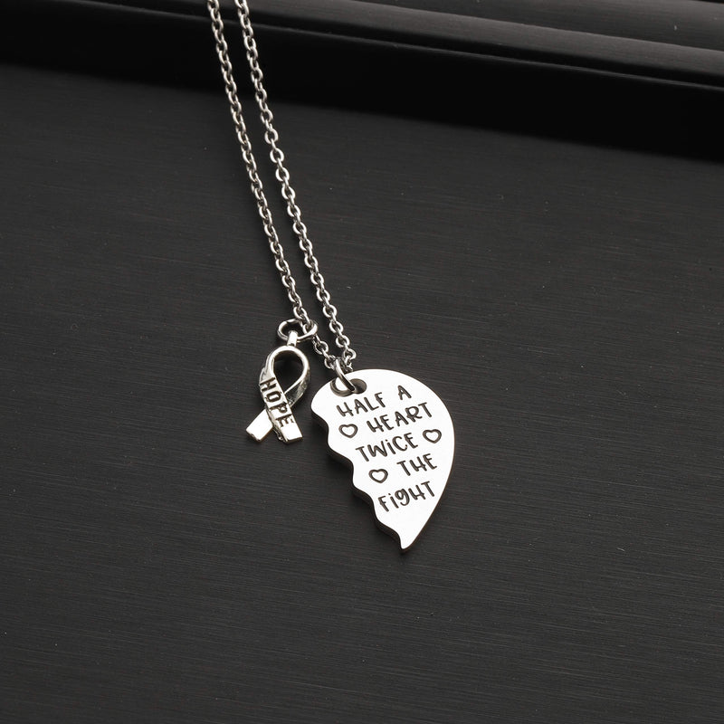 [Australia] - TIIMG CHD Awareness Gift HLHS/HRHS Gift CHD Warrior Gift Half a Heart Twice The Fight Necklace Congenital Heart Defect Awareness Gift 