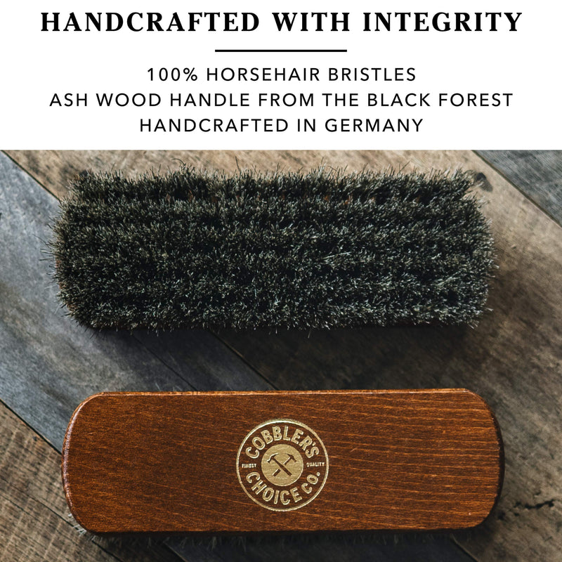 [Australia] - Shoe Brush - 100% Horsehair Shoe Brush - Concaved Handle for Premium Grip Brown 