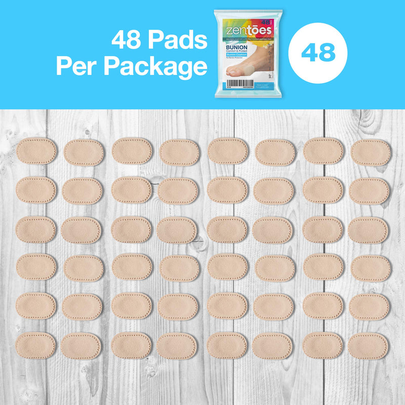 [Australia] - ZenToes 48 CT Bunion Cushions Waterproof and Odor Resistant Toe and Foot Protector Pads 48 Pack 