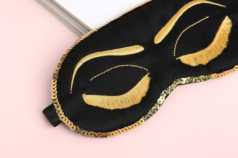 [Australia] - BABEYOND Sleeping Eye Mask for Women Cute Eye Mask Sleeping Beauty Eye Mask Eye Cover Mask Sleep Mask (Black) Black 