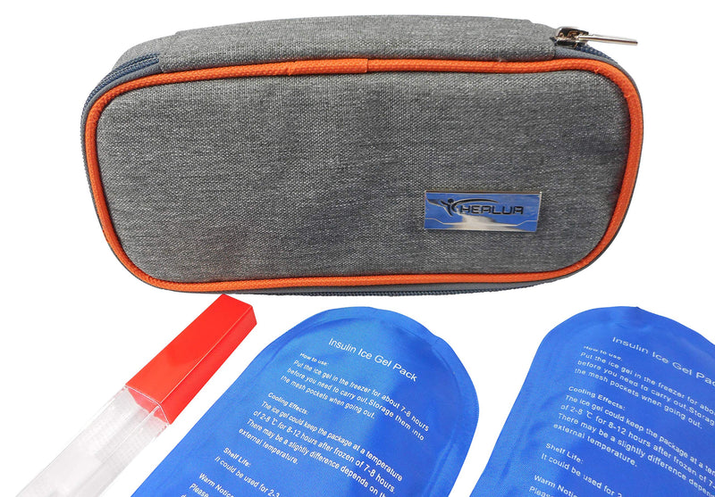 [Australia] - Travel Insulin Cool Bag by HEALUA- Diabetic Organizer Portable Medical Travel Cooler Case Pack with 2 X 48 Hour Extra Cool Reusable Ice Packs, Thermometer & Used Needle Pouch - Carry On Approved Size 1 Count (Pack of 1) 
