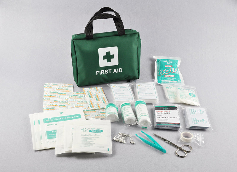 [Australia] - 99pcs Supreme First Aid Kit Bag - Inc. Eye Wash, Crepe, Ice Pack, Thermal Blanket - Home, Office, Vehicle, Workplace, Travel, Camping (Green) Green 