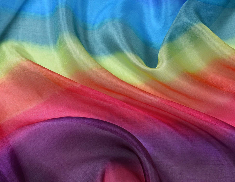 [Australia] - Invisible World Women's Silk Scarf 100% Mulberry Long Floral Design for Neck Head or Hair Hand Painted - Rainbow Horizon 