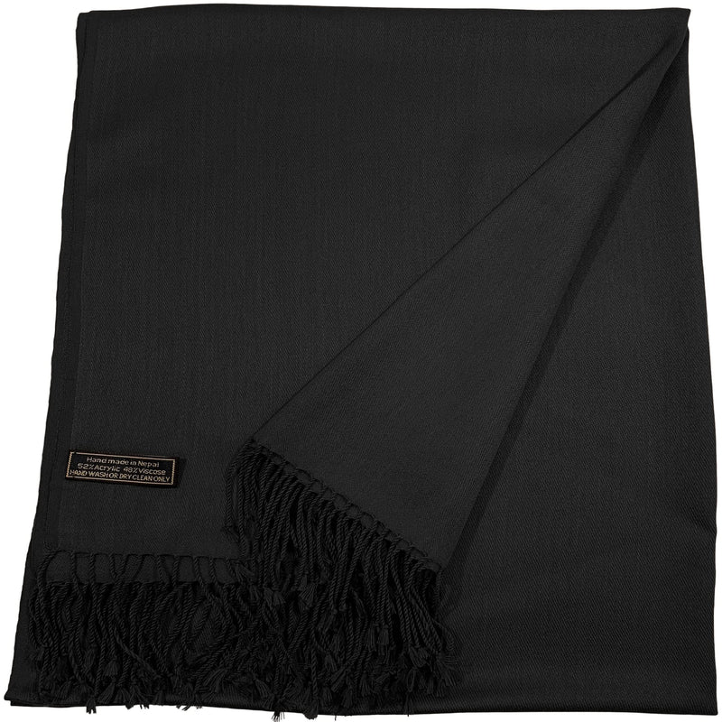 [Australia] - CJ Apparel Solid colour Nepalese Shawl Pashmina Scarf Shawls Pashminas Wraps (30+ colours) NEW Black 