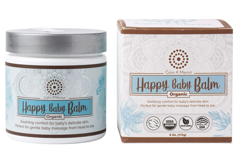 [Australia] - Happy Baby Balm by Calm-A-Mama (4 oz.) - Organic Diaper Cream for Healing and Soothing Baby Rash, Cradle Cap, Eczema and More - Lanolin-Free - Rash Ointment USDA Organic Certified Happy Balm 