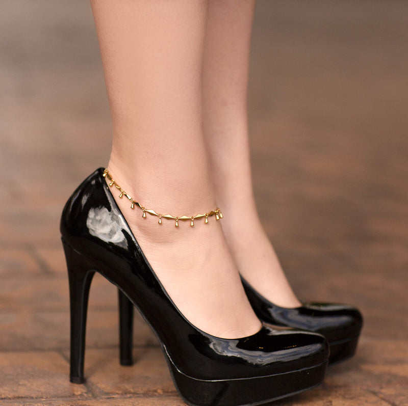 [Australia] - LIFETIME JEWELRY Teardrop Ankle Bracelet for Women and Teen 24k Real Gold Plated - 9 10 and 11 inches 9.0 Inches 