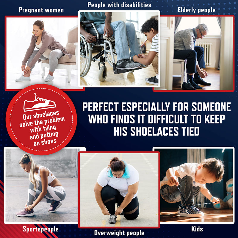 [Australia] - RECKNEY No Tie Shoe Laces for Kids and Adults, Elastic Laces for Trainers, Silicone Tieless Flat Shoelaces for Running Shoes Black 