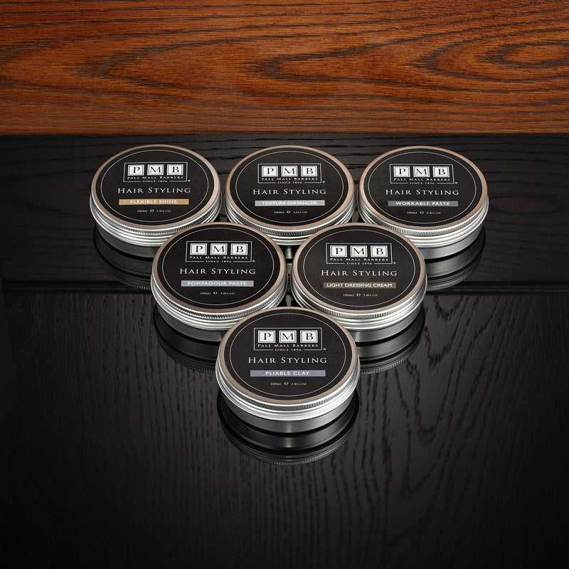 [Australia] - Pall Mall Barbers, Finest Hair Styling for Men Since 1896 - Pliable Hair Clay - 100ml | Strong Hold Mens Defining Hair Clay - Texture with Dry Matte Shine Pliable Clay 