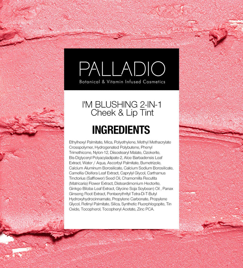 [Australia] - Palladio I'm Blushing 2-in-1 Cheek and Lip Tint, Buildable Lightweight Cream Blush, Sheer Multi Stick Hydrating formula, All day wear, Easy Application, Shimmery, Blends Perfectly onto Skin, Dainty 