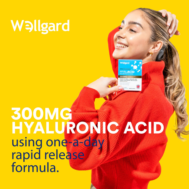 [Australia] - New Hyaluronic Acid Supplements 300mg by Wellgard - Hyaluronic Acid Capsules, Rapid Release Technology Compared to Most Hyaluronic Acid Tablets & Powder, Vegan, Made in UK 