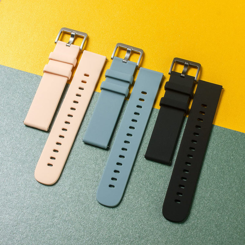 [Australia] - COLMI Watch Band-Easy to Replacement Silicone watch Straps for Men Women, Quick Release Rubber Watch Strap,Soft Silicone Watch Bands，Three Color-Black、Blue、Pink，Width-20mm 