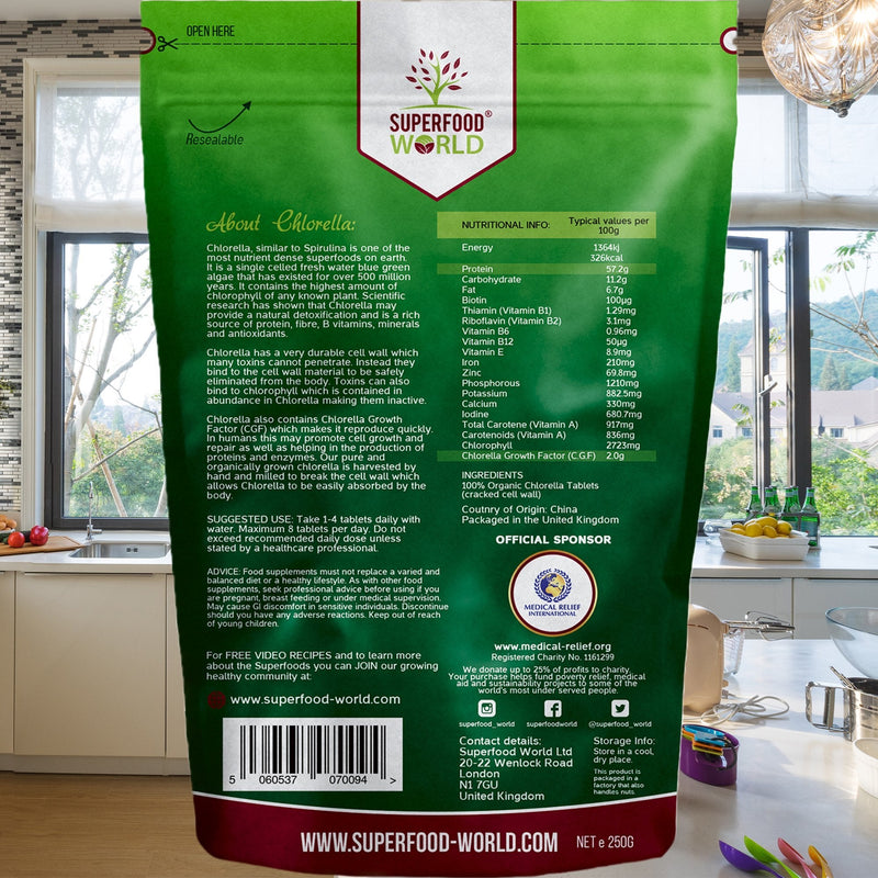 [Australia] - Organic Chlorella Tablets (500 X 500mg) Premium Detox Chlorophyll Superfood | Natural Source of Vegan Protein, Minerals & Vitamins | Cracked Cell Wall | Ideal for Health, Detox, Skin, & Energy 