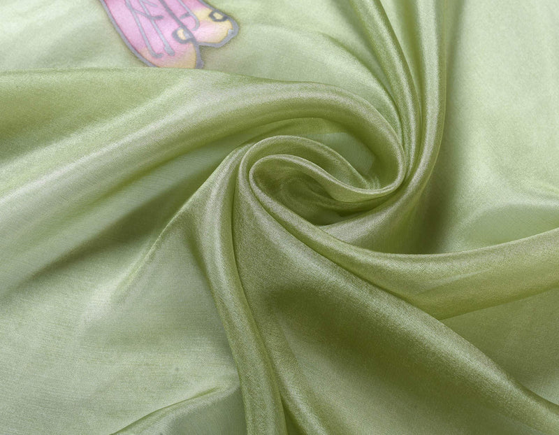 [Australia] - Invisible World Women's 100% Mulberry Silk Scarf Hand Painted Dragonfly Long for Neck Hair or Head - Grey Green 