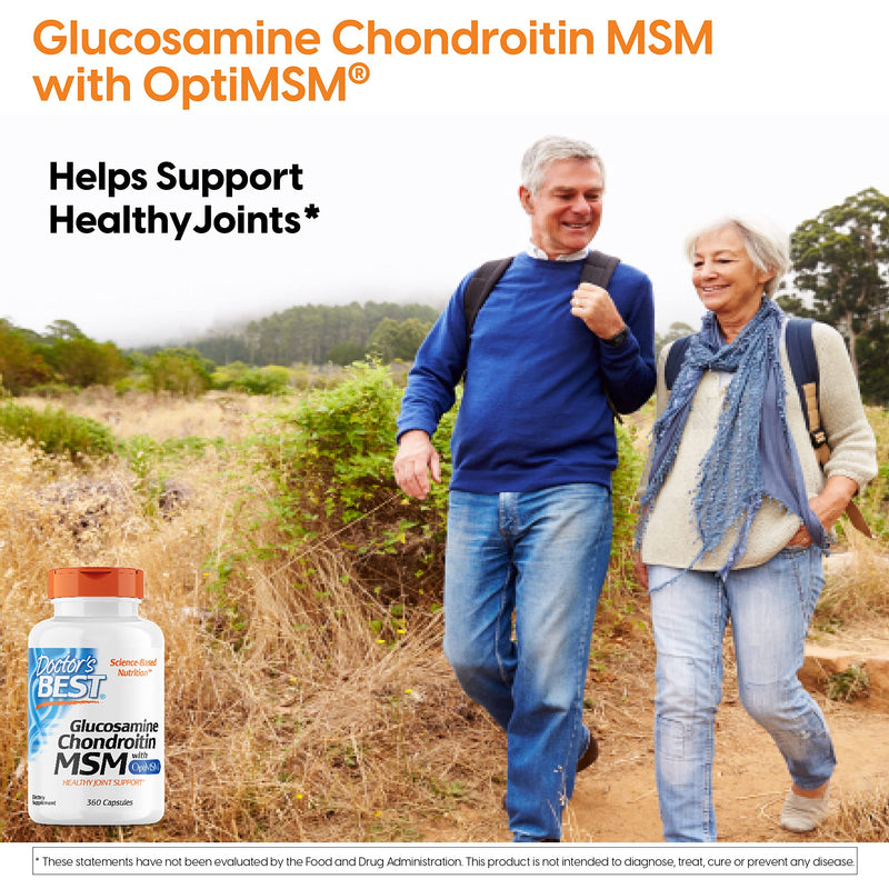 [Australia] - Doctor's Best Glucosamine Chondroitin MSM with OptiMSM, Supports Healthy Joint Structure, Function, & Comfort, Non-GMO, Gluten Free, Soy Free, 360 Count 