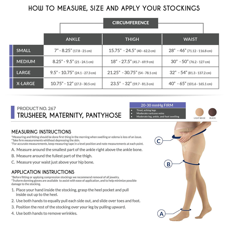 [Australia] - Truform Sheer Maternity Pantyhose, 20-30 mmHg Compression, Tummy Support, 20 Denier Medium Beige 