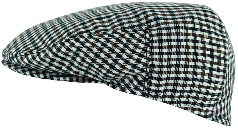 [Australia] - Men's Light Weight Tweed Plaid Summer Newsboy Flat Ivy Driving Cap Black-white Check X-Large 