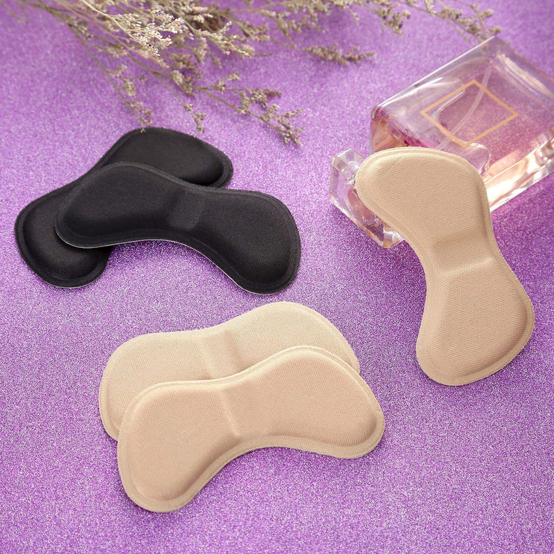 [Australia] - Heel Stickers Heel Cushion Pads Shoe Heel Insoles for Improved Shoe Fit and Comfort, (3 Black and 3 Beige) 