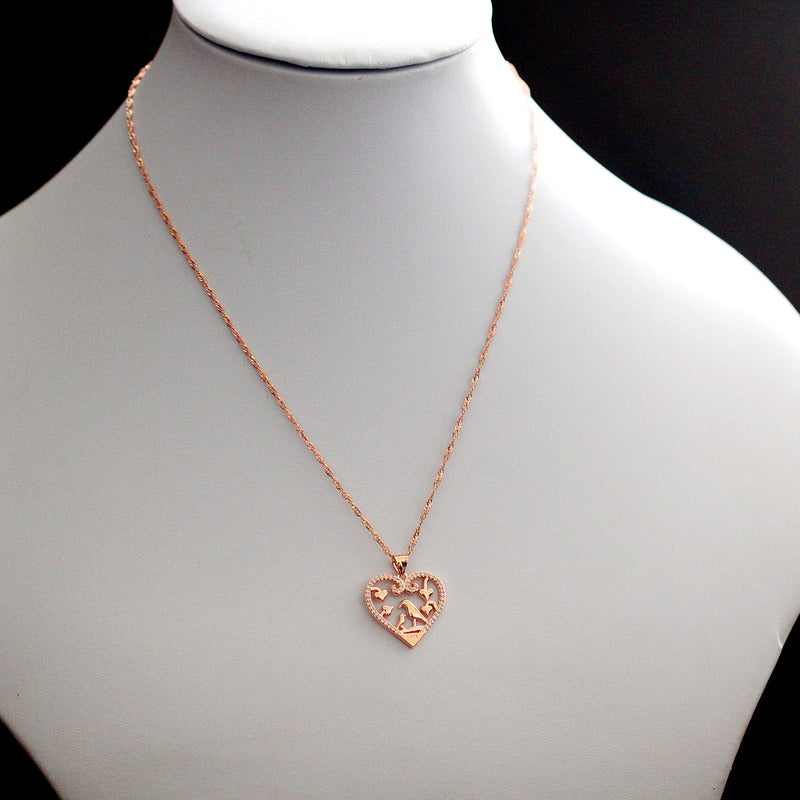 [Australia] - Uloveido Mom and Baby Hummingbird in Love Heart Pendant Necklace, 2 Birds Necklace for Mother Y483 Rose Gold 