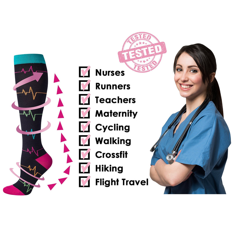 [Australia] - Compression Socks Women and Men, 20-30mmHg, Best for Nurses, Travel, Pregnancy Ekg & Nurse 4 Pairs Medium 