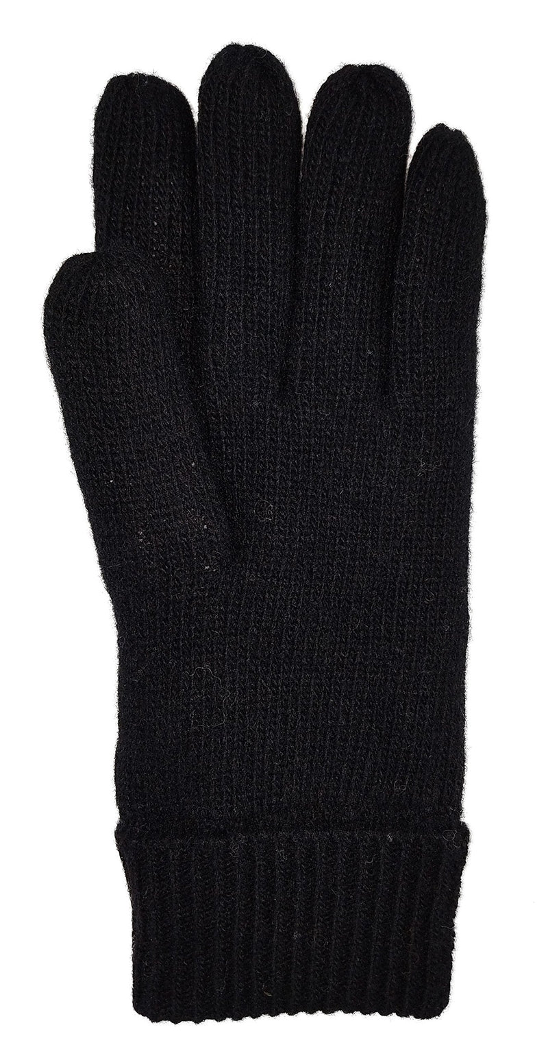 [Australia] - Bruceriver Men's Pure Wool Knitted Gloves with Thinsulate Lining Black Small-Medium 