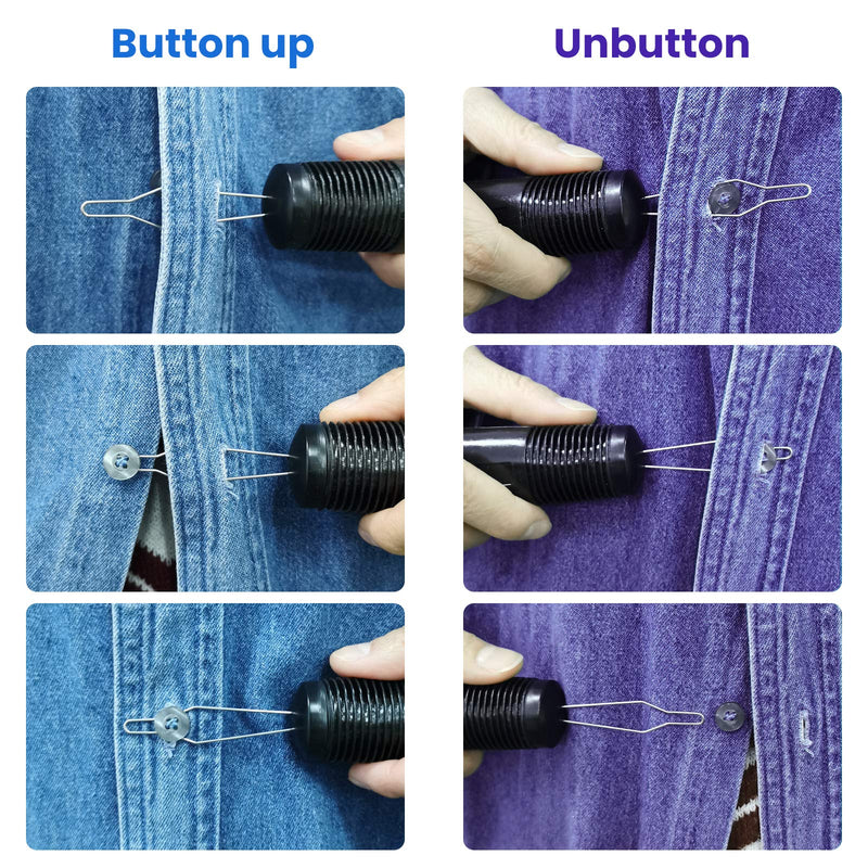 [Australia] - DailyTreasures Button Hook and Zipper Pull, Button Hook Dressing Aid with 8Pcs Zipper Pulls, Button Assist Device with Non-Slip Ribbed Handle for Seniors, Arthritis Sufferers-Shirt, Dress, Collar 