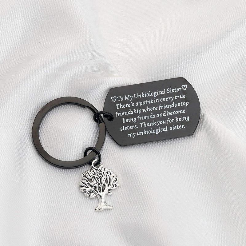 [Australia] - FUSTMW Unbiological Sister Gifts Thank You for Being My Unbiological Sister Keychain Friendship Jewelry Soul Sisters Gifts for BFF Unbiological Sister -Black 