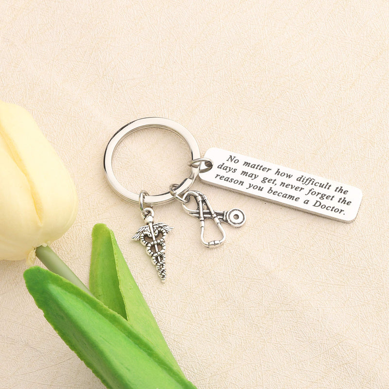 [Australia] - Doctor Gift Doctor Keychain Caduceus Charm Medical Doctor Jewelry Gifts for Graduation Birthday Christmas silver 