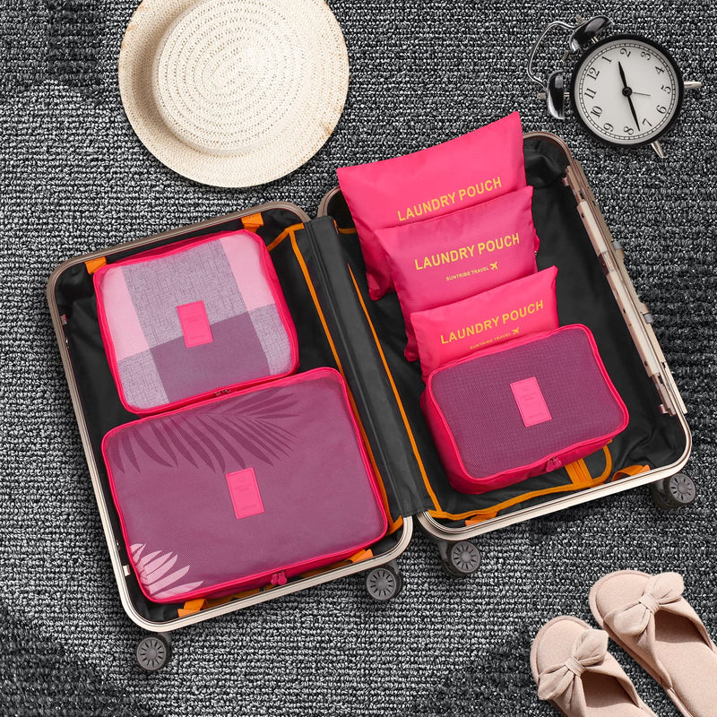 [Australia] - WOWTOY 6PCS Packing Cubes for Travel Luggage Organiser Bag Compression Pouches Clothes Suitcase, Packing Organizers Storage Bags for Travel Accessories, Rose Red 