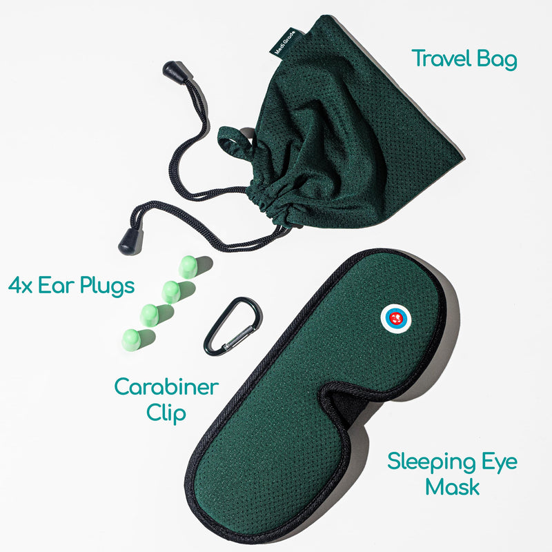 [Australia] - Medi Grade 100% Blackout Eye Mask for Sleeping - Breathable 3D Sleep Masks for Men and Women with Sleep Aid Zero-Eye-Pressure Technology - Comes with Sleep Mask, 4x Ear Plugs for Sleep & Carabiner Bag 