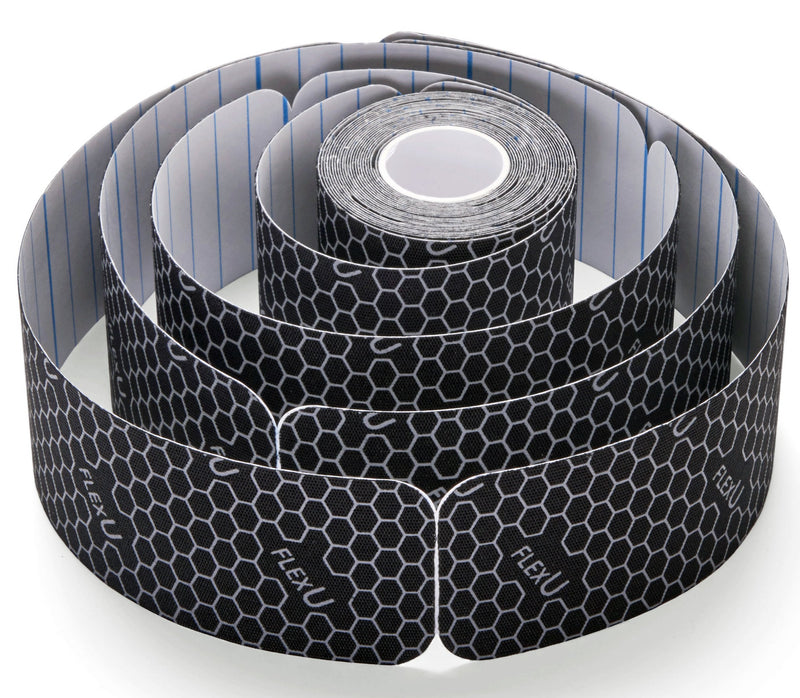 [Australia] - FlexU Kinesiology Tape; Pre-Cut Bulk Pack; Super Saver 3 ROLL Pack, Black - 60 2"X10" PRE-Cut Strips 