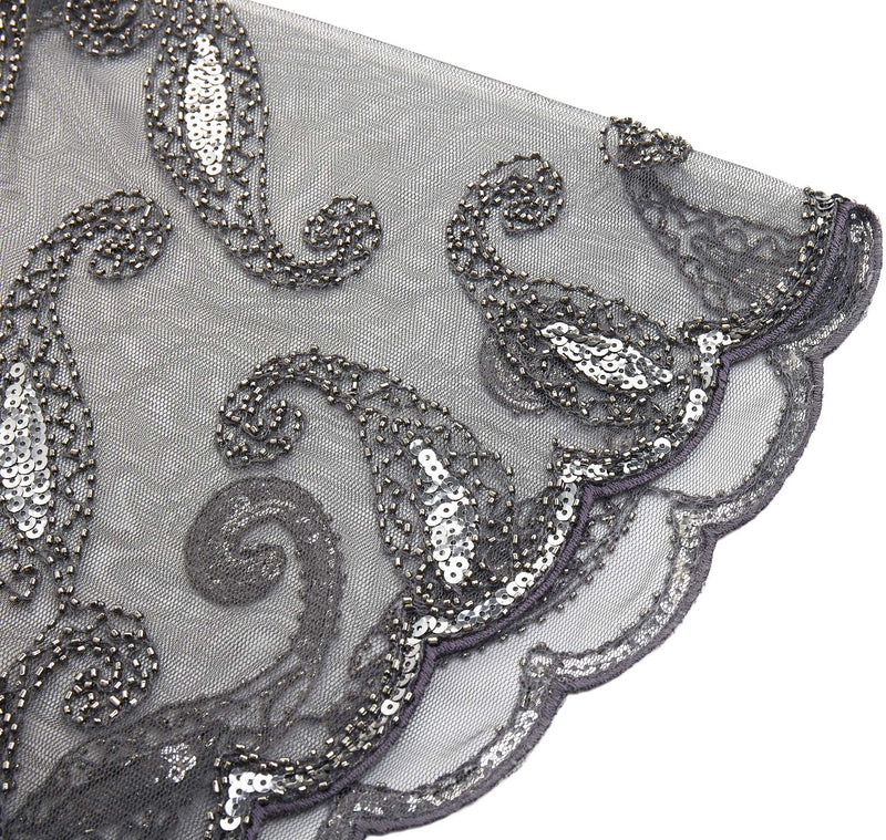 [Australia] - BABEYOND 1920s Shawl Wraps Sequin Beaded Evening Cape Bridal Shawl Bolero Flapper Cover Up Gray 