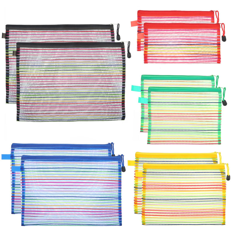 [Australia] - 10 Pieces 5 Colors Mesh Zipper Pouch Multipurpose Travel Mesh Bag for Cosmetics Offices Supplies Travel Accessories 