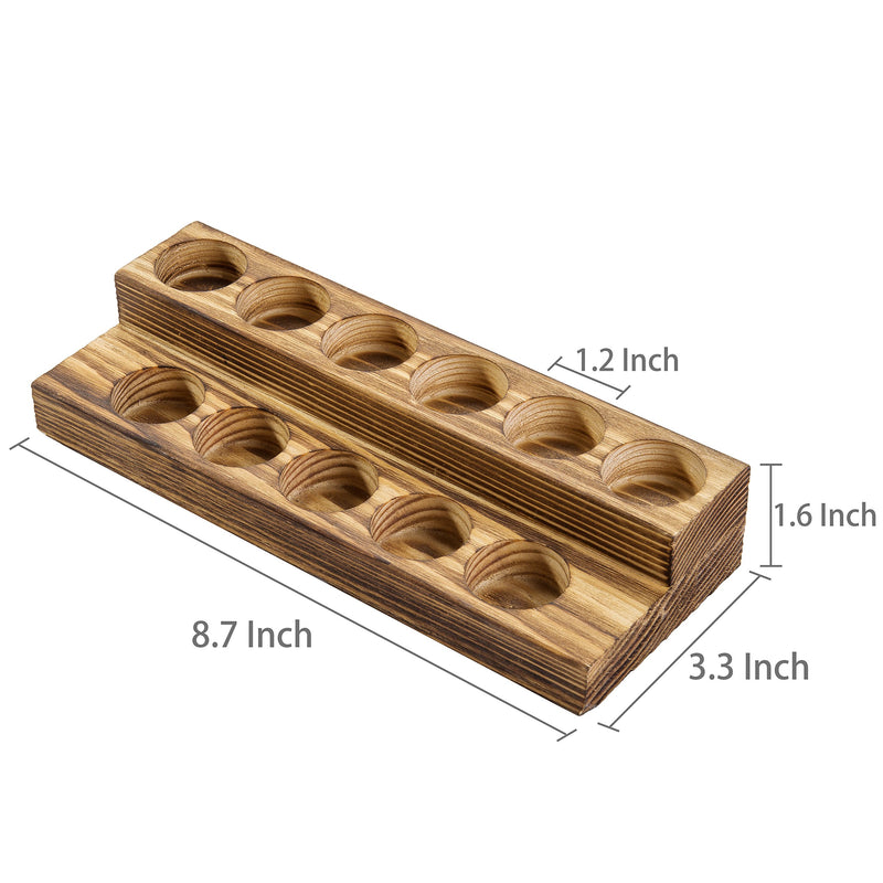 [Australia] - 2-Tier Burnt Wood Essential Oil Display Stand, Cosmetic Organizer Rack - Holds up to 11 (20ml) Bottles Torched Wood 