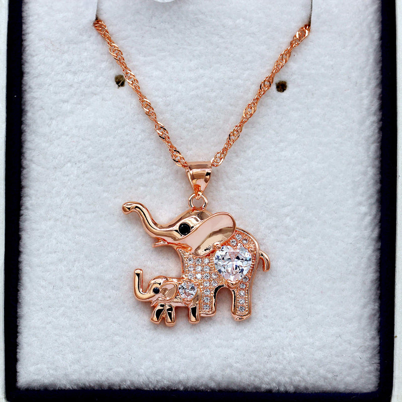 [Australia] - Uloveido Mom Love Baby Elephant Pendant Necklace Fashion Women Good Luck Jewelry Necklace for Mom Daughter Y484 Rosegold 