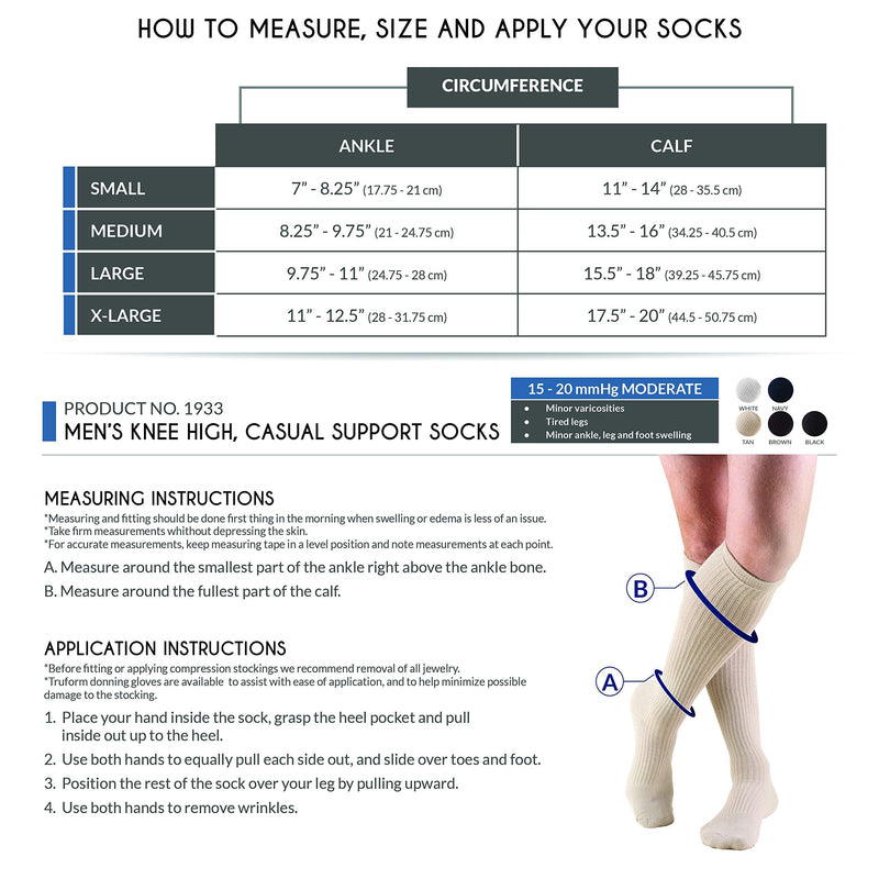 [Australia] - Truform Compression Socks, 15-20 mmHg, Men's Gym Socks, Knee High Over Calf Length Medium (1 Pair) Black 