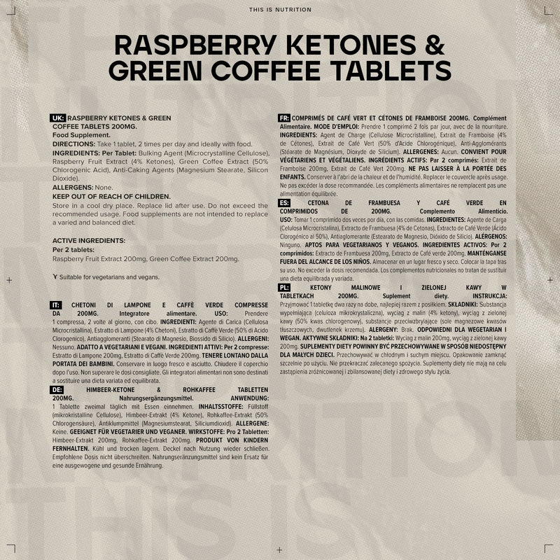[Australia] - Bulk Raspberry Ketones and Green Coffee Tablets, 200 mg, Pack of 60 