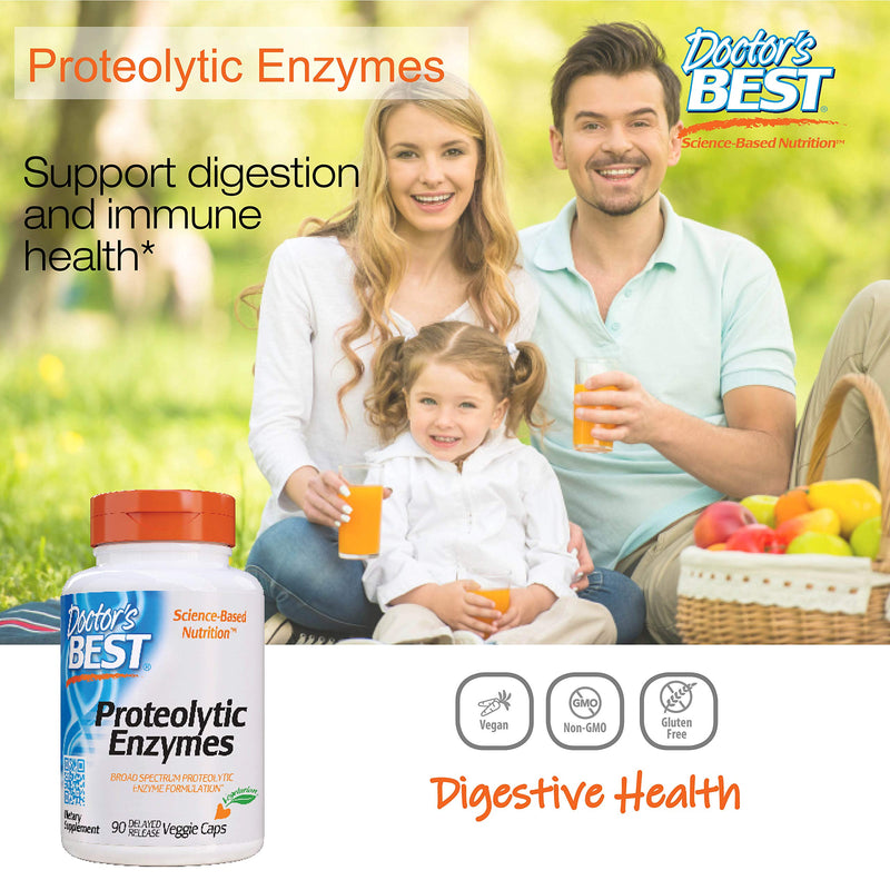 [Australia] - Doctor's Best Proteolytic enzymes, Digestion, Muscle, Joint, Non-GMO, Gluten Free, Vegetarian, 90 Veggie Caps 