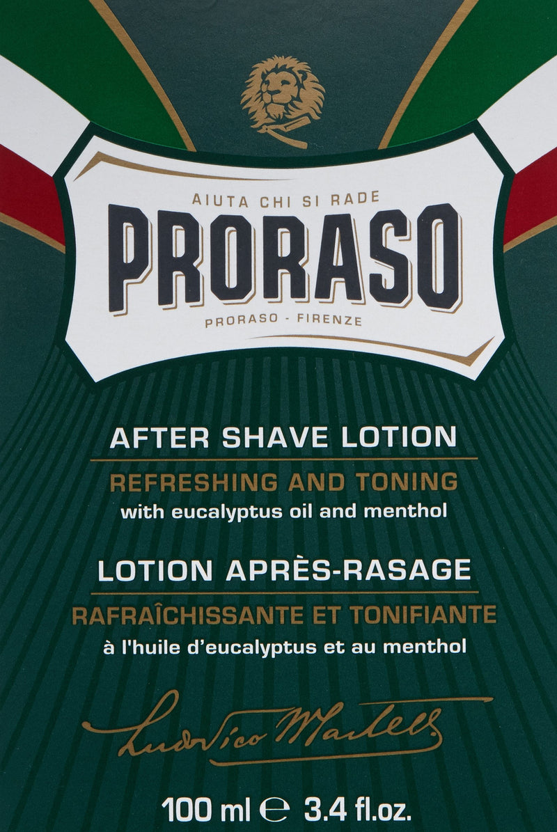 [Australia] - Proraso Aftershave Lotion Refreshing, 100ml, Men's Aftershave with Eucalyptus Oil & Menthol, Helps Restore Skin Comfort, Made In Italy 