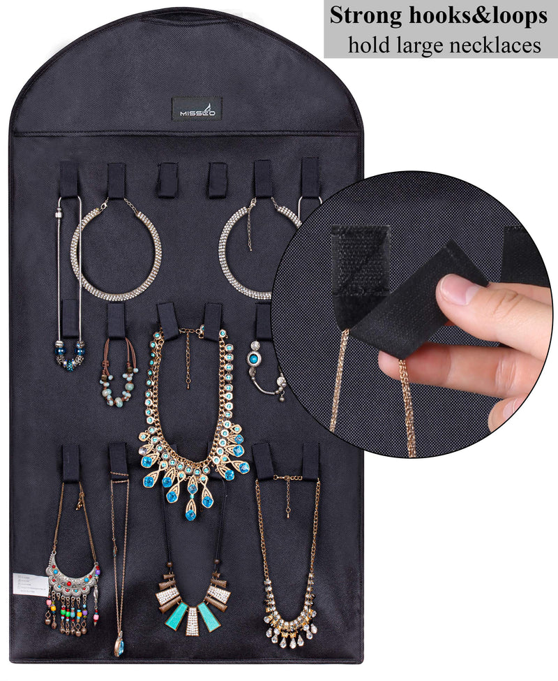 [Australia] - Misslo Jewelry Hanging Non-Woven Organizer Holder 32 Pockets 18 Hook and Loops - Black 