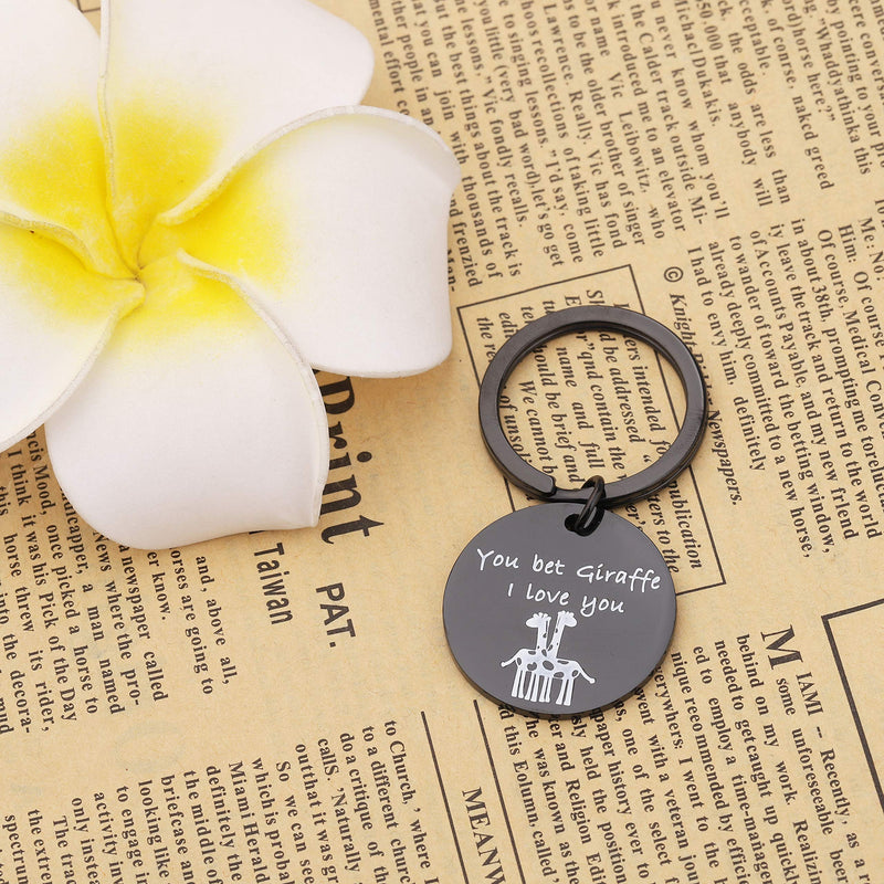 [Australia] - SEIRAA You Bet Giraffe I Love You Keychain Funny for Boyfriend Girlfriend Giraffe Lover Jewelry Friendship Keychain black Giraffe keychain 