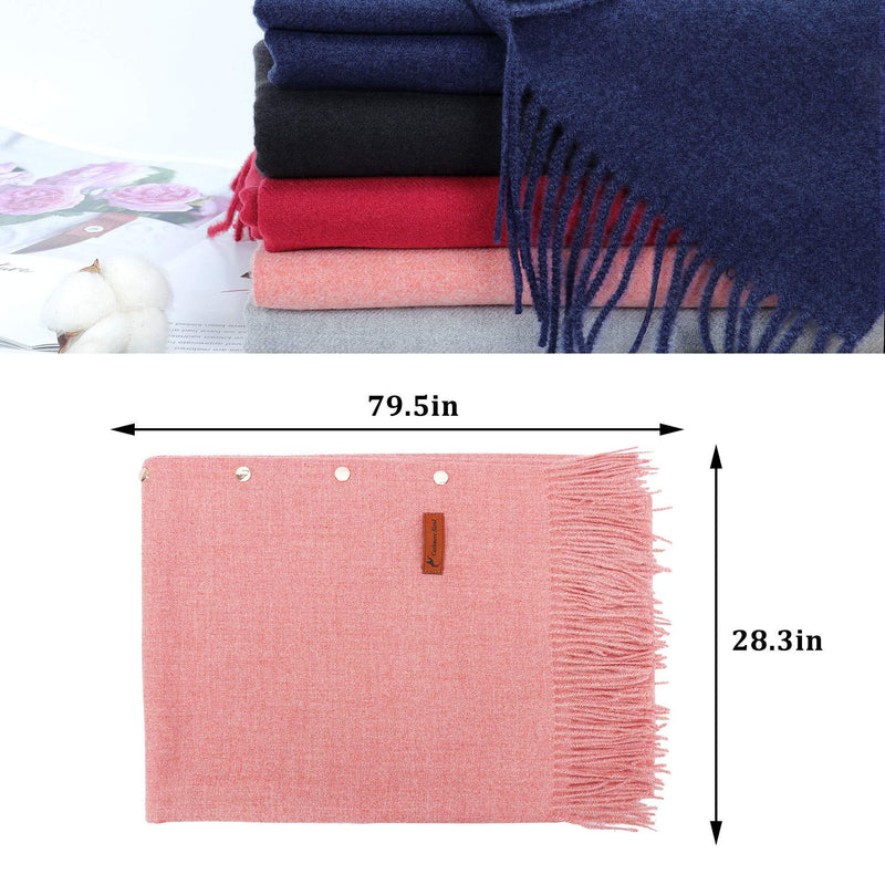 [Australia] - Winter Warm Scarf - Women Poncho Shawl Wrap Winter Long Scarves Soft Warm Button Knitted Shawl Blanket Cape Wool Spinning Tassel Cashmere Cardigan Pink 