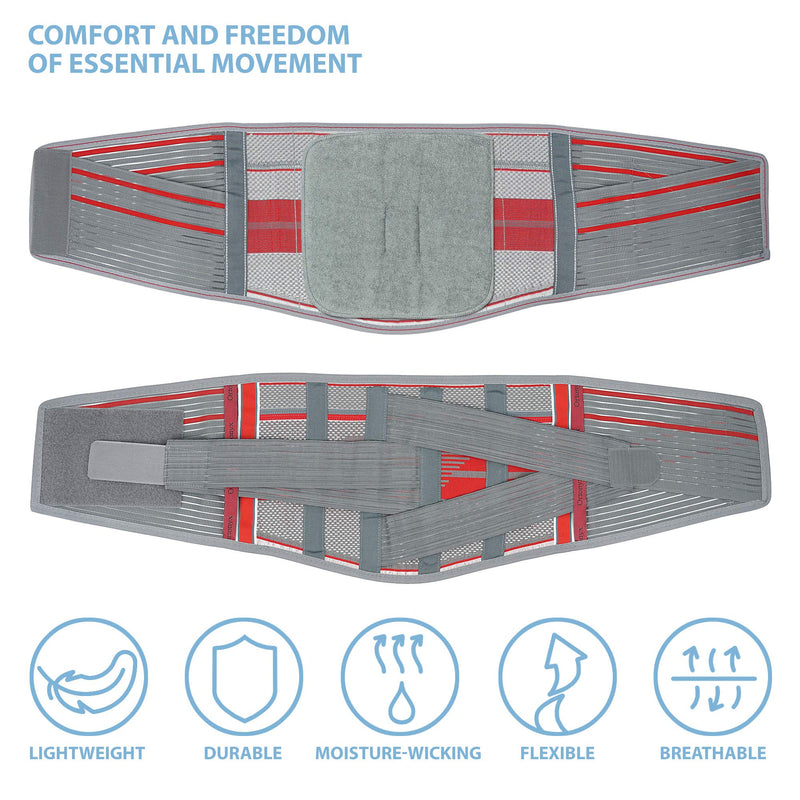 [Australia] - ORTONYX Lumbar Support Belt Lumbosacral Back Brace – Ergonomic Design and Breathable Material - M/L (Waist 31.5"-39.4") Gray/Red M/L (Waist 31.5"-39.4") Grey / Red 