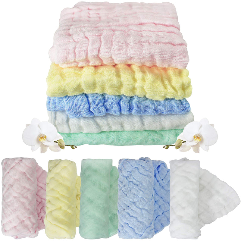 [Australia] - Muslin Cloths for Baby 5 Pack (UK Company) Burp Cloths Newborn Essentials 100% Cotton Organic Washable 