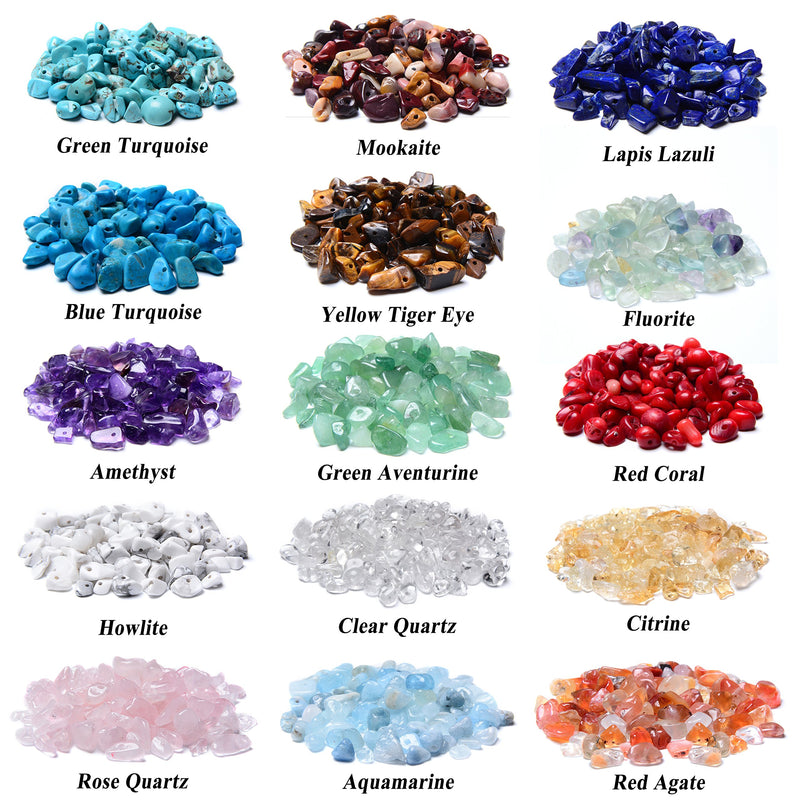 [Australia] - Gemstone Beads, BRCbeads Natural Chips 15 Color Assorted Box Loose Beads 7~8mm Crystal Energy Stone Healing Power for Jewelry Making(Plastic Box is Included) 