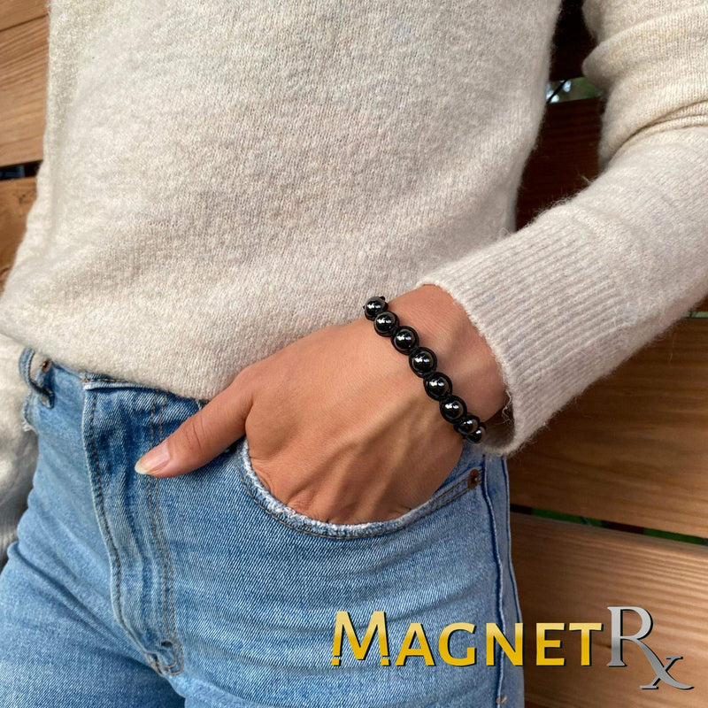 [Australia] - MagnetRX® Hematite Magnetic Bracelet - Beaded Magnetic Hematite Bracelets (Bali 8mm Bead) Bali 8mm Bead 