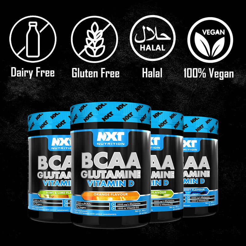 [Australia] - NXT Nutrition BCAA, Glutamine & Vitamin D | BCAAs Amino Acids with Vitamin D3 and L-Glutamine - for Recovery, Gut Health and Muscle Protein Synthesis | 360g - 30 Servings (Apple) 